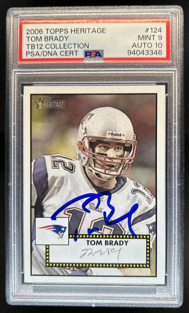 2006 Topps Heritage Tom Brady TB12 Auto Autograph #124 Patriots PSA 9 10