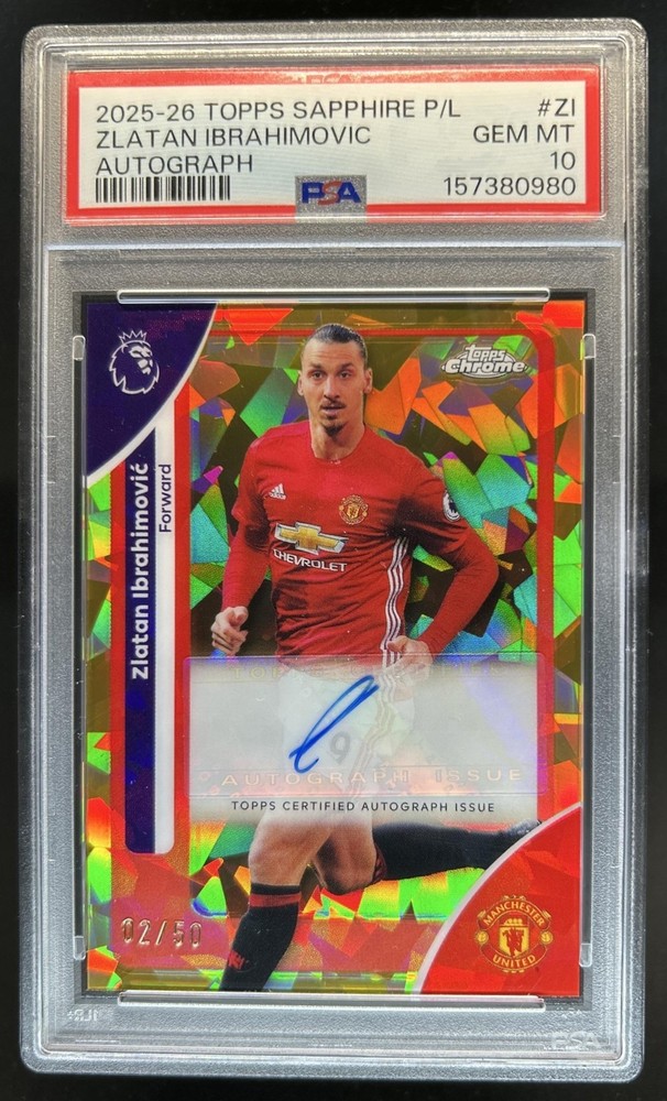 2025-26 Topps Chrome Sapphire Zlatan Ibrahimovic Gold Refractor Auto #/50 PSA 10