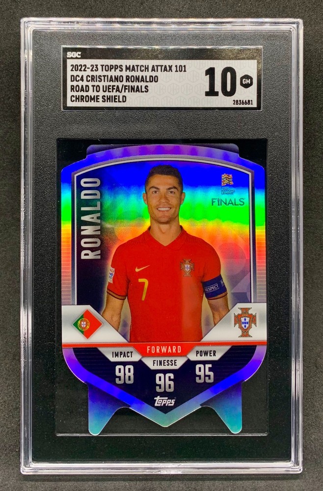 2022-23 Topps Chrome Attax CRISTIANO RONALDO UEFA Shield Die Cut SP Mint SGC 10