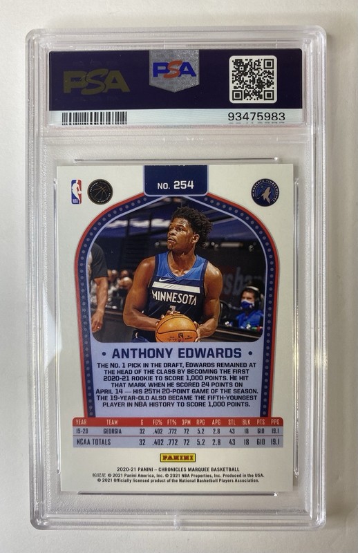 2020 Chronicles Anthony Edwards RC #254 PSA 9 view 2
