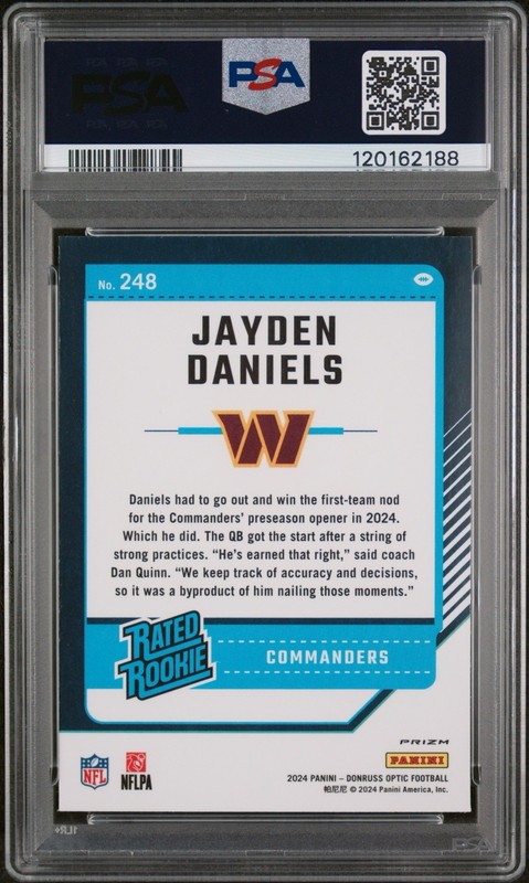 2024 Donruss Optic Jayden Daniels #248 Holo PSA 10 view 2