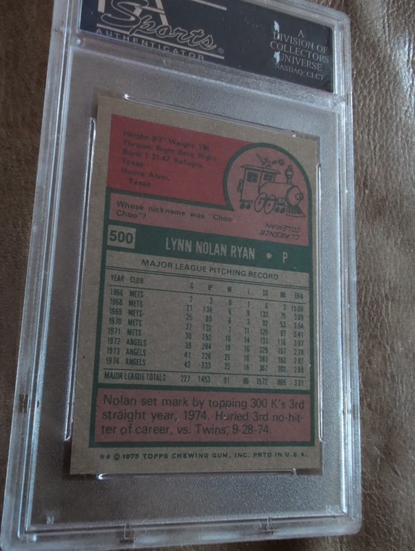 1975 Topps Mini #500 Nolan Ryan Angels HOF PSA 7 NM view 2