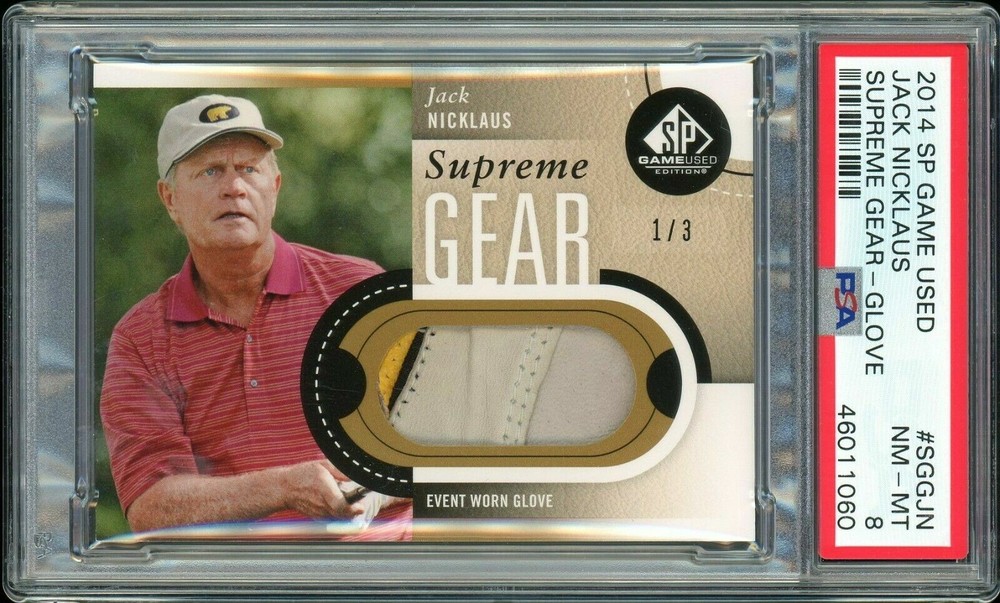 2014 SP Game Used Golf Supreme Gear 1/3 JACK NICKLAUS glove relic PSA 8 pga