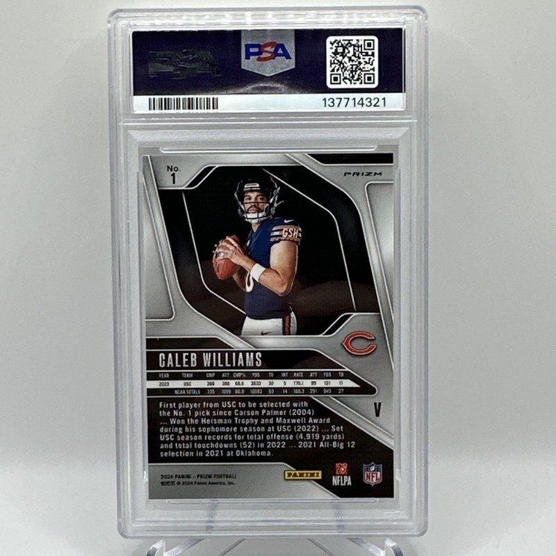 2024 Panini Prizm - Rookie Variations Caleb Williams #1 Silver Prizm (RC) PSA 8 view 2