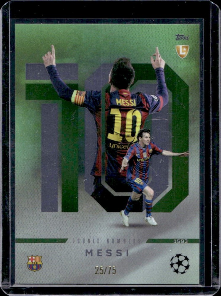 2025-26 Topps Total Football Lionel Messi Iconic Numbers Green #/75 Barcelona
