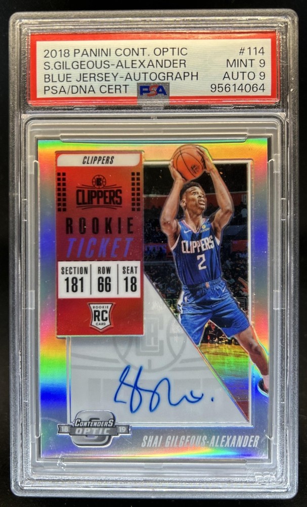 2018-19 Contenders Optic Shai Gilgeous-Alexander Rookie Ticket Auto #114 PSA 9/9