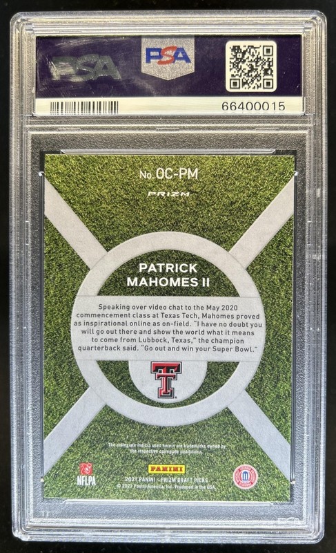 2021 Prizm Draft Picks Collegiate Patrick Mahomes II On Campus #OC-PM PSA 9 view 2