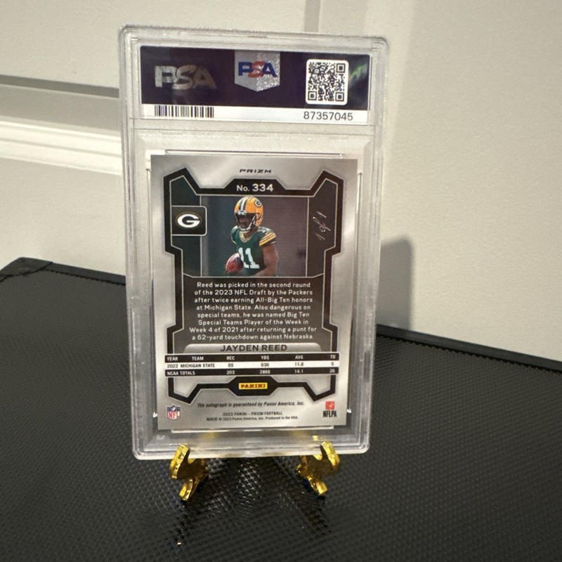 2023 Prizm Jayden Reed Rookie RC White Sparkle Auto 1/1 PSA 10 GEM 🔥 Packers view 2