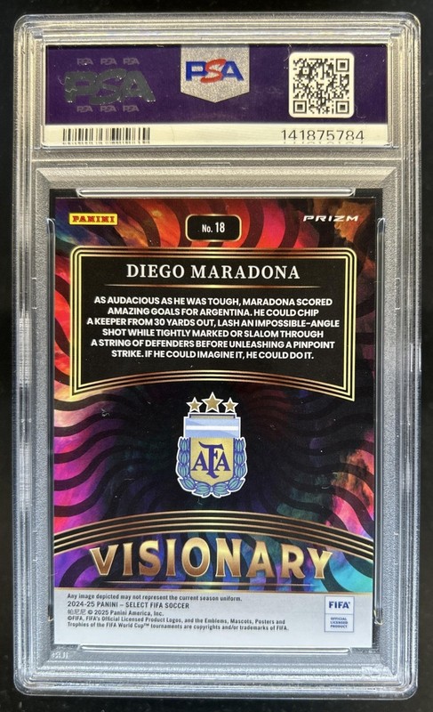 2024-25 Panini Select FIFA Diego Maradona Visionary #18 Argentina PSA 10 view 2