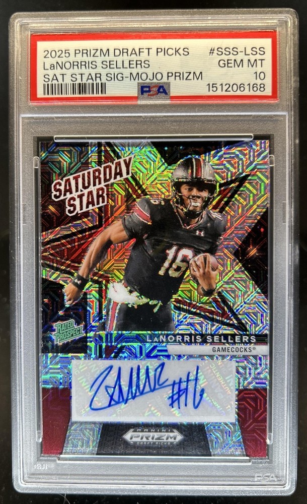 2025 Prizm Draft LaNorris Sellers Saturday Star Signatures Mojo Auto #/25 PSA 10