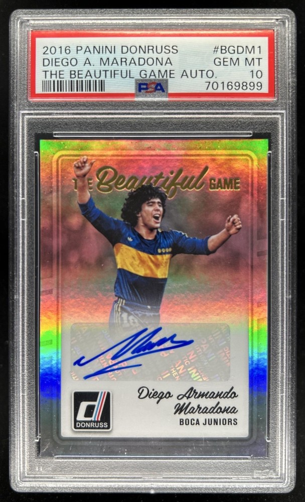 2016-17 Panini Donruss Diego Armando Maradona The Beautiful Game Auto #84 PSA 10