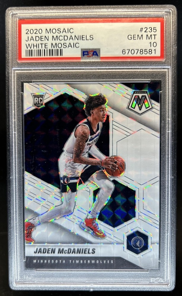 2020-21 Panini Mosaic Jaden McDaniels RC Mosaic White #/25 Timberwolves PSA 10