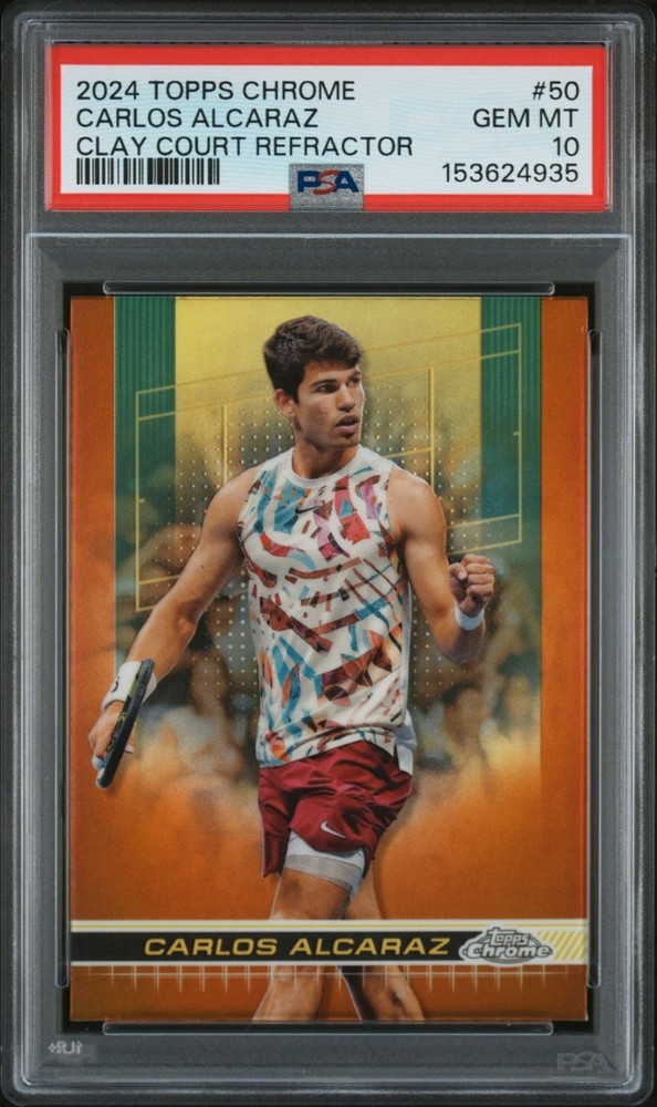 2024 Topps Chrome Carlos Alcaraz Clay Court Refractor PSA 10 GEM MINT