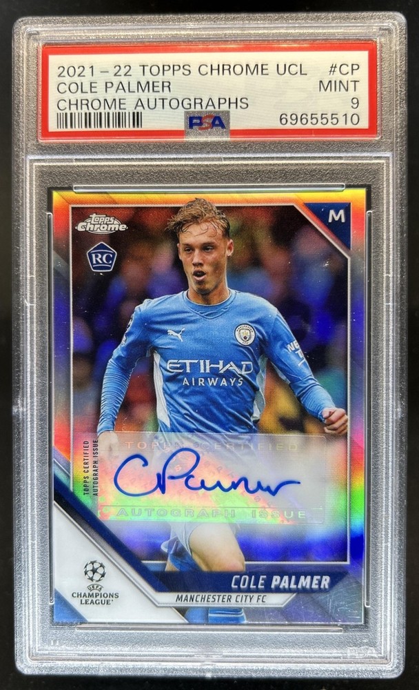 2021 Topps Chrome UEFA Cole Palmer Auto RC Rookie #CA-CP Man City PSA 9
