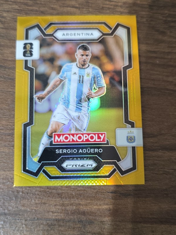 2026 Panini Prizm Monopoly FIFA World Cup Sergio Aguero Gold Refractor #'d 29/50 view 2