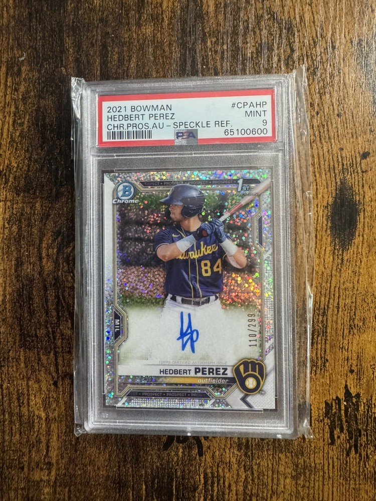 2021 Bowman Chrome HEDBERT PEREZ Speckle Refractor Auto /299 PSA 9