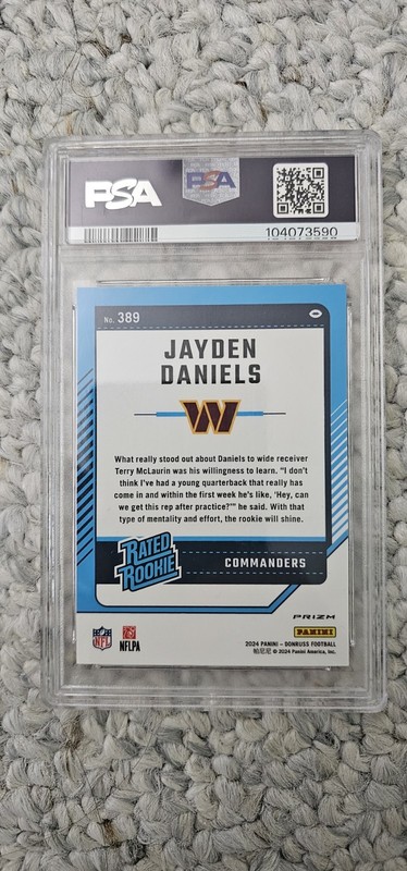 2024 Rated Rookie Jayden Daniels #389 Optic Preview Red Pandora Prizm (RC) Psa 9 view 2