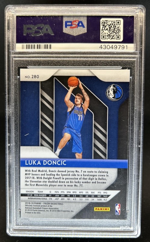 2018-19 Panini Prizm Luka Doncic RC Rookie #280 Mavericks PSA 10 GEM MINT view 2