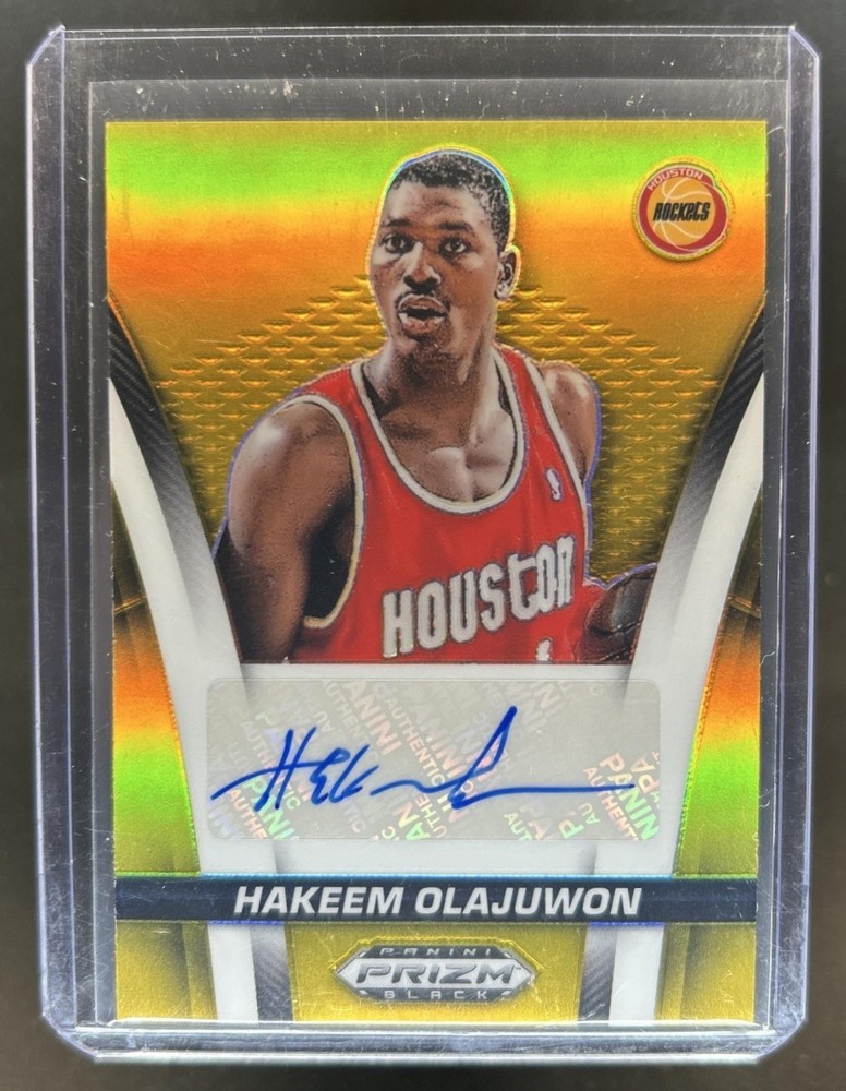 2024-25 Panini Prizm Black Hakeem Olajuwon Flashback Signatures Gold Auto #/10