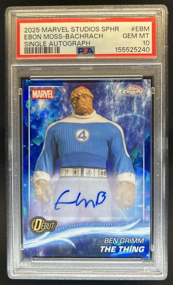 2025 Topps Chrome Marvel Sapphire Ebon Moss-Bachrach The Thing Auto #EBM PSA 10