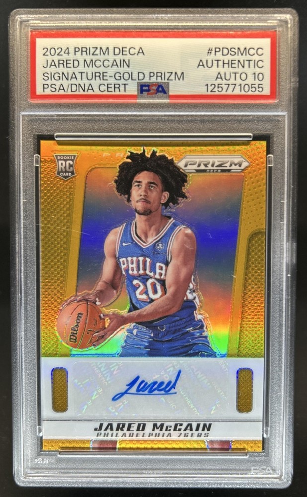 2024-25 Prizm Deca Jared McCain Signatures RC Auto Gold Prizm #/10 PSA AUTH
