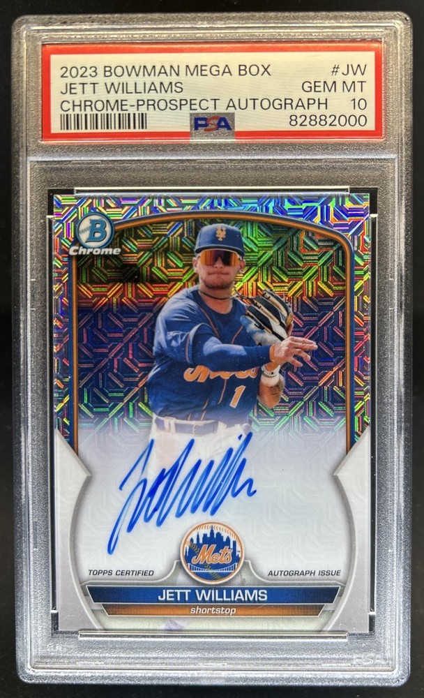 2023 Bowman Mega Box Jett Williams Chrome Auto Mojo Refractor #BMA-JW PSA 10