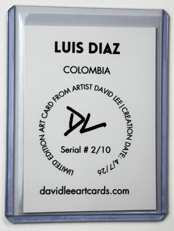 Luis Diaz Limited Edition Artist Signed "Colombia" Trading Card 2/10 view 2