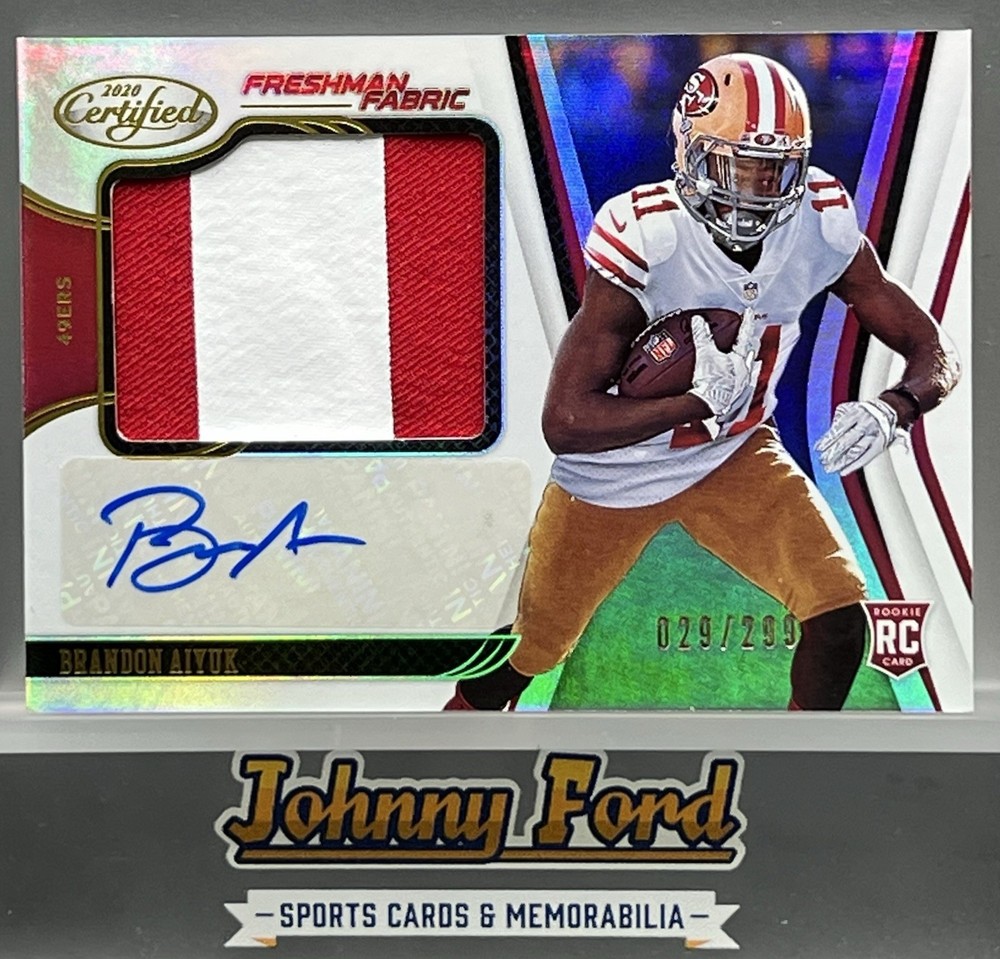 Brandon Aiyuk 2020 Panini Certified Freshman Fabric Patch RC Auto #217/299 #217