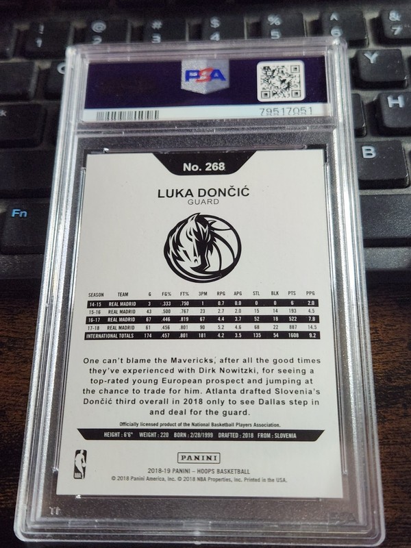 2018 Panini Hoops Luka Doncic #268 Rookie Card PSA 9 MINT view 2