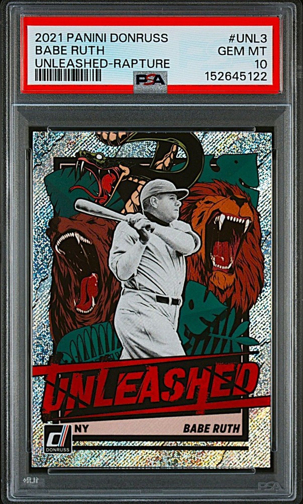 2021 Panini Donruss Babe Ruth Rapture Parallel UNLEASHED Insert #UNL-3!  PSA 10!