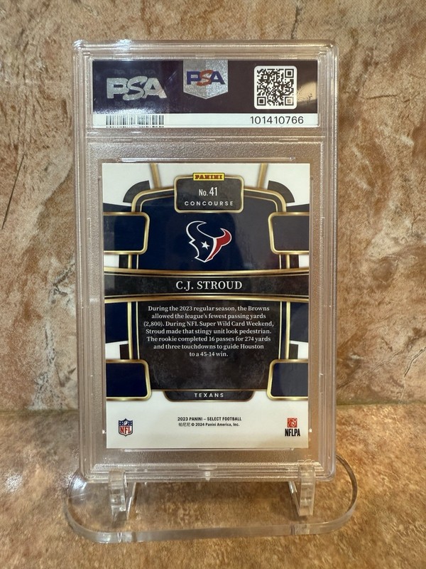 Panini 2023 Select C.J. Stroud #41 Concourse Rookie Base Texans PSA 10 view 2