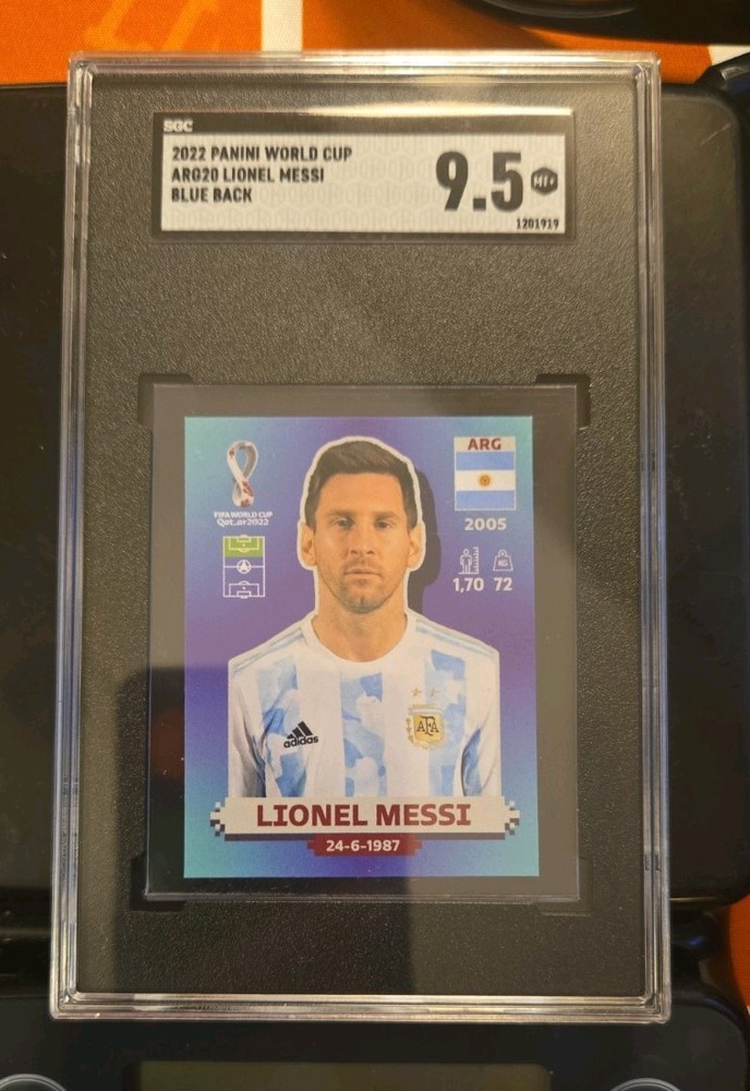 2022 Panini World Cup Argentina Lionel Leo Messi  Blue Back Sgc 9.5 Mint Arg20