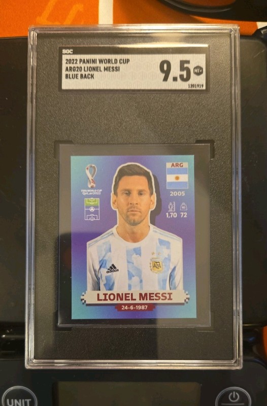 2022 Panini World Cup Argentina Lionel Leo Messi  Blue Back Sgc 9.5 Mint Arg20 view 2
