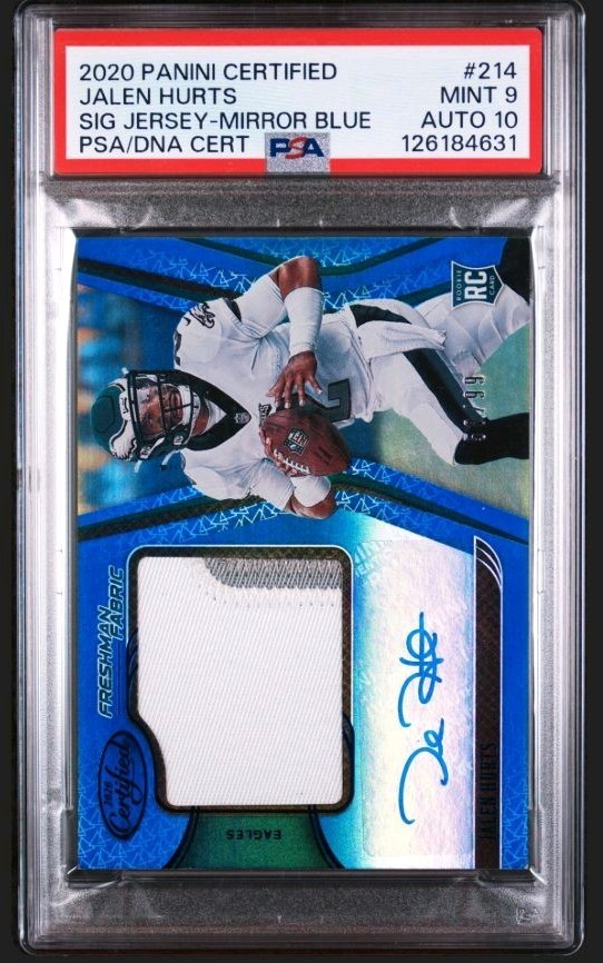 2020 Panini Cert-Freshman Fabric Mirror Signatures Jalen Hurts  Mirror Blue /99