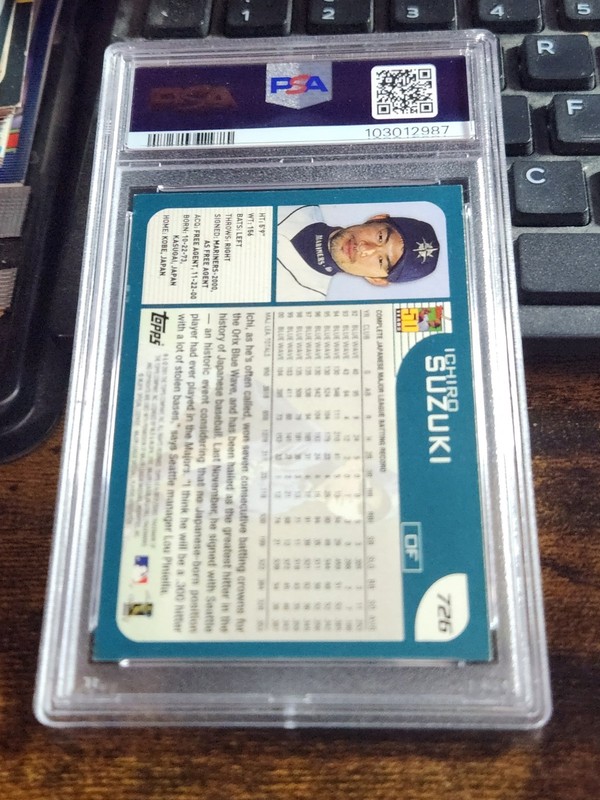 2001 Topps 726 Ichiro Suzuki RC.  PSA 7 NM.  view 2