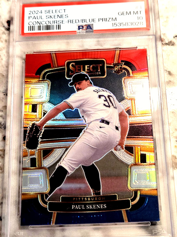 PAUL SKENES 2024 Panini Select {CONCOURSE RED/BLUE PRIZM} Rookie RC *PSA 10 GEM* view 2