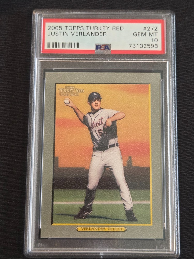 2005 TOPPS TURKEY RED ROOKIE CARD #272 JUSTIN VERLANDER RC TIGERS PSA 10 GEM MT view 1