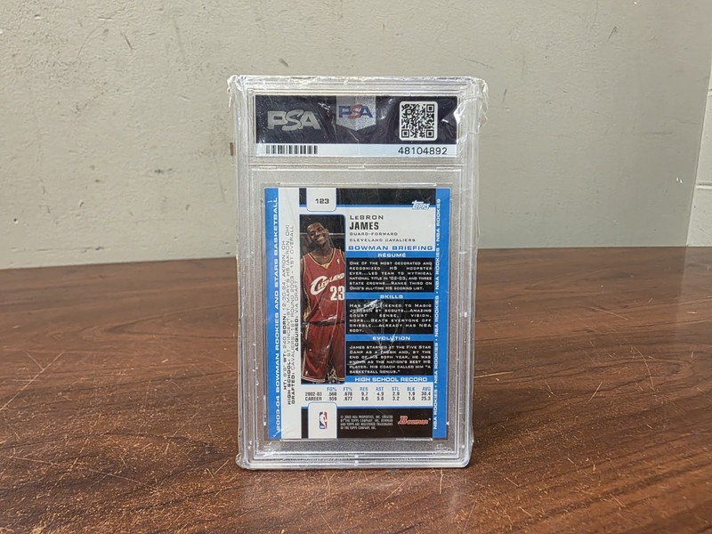 Bowman 2003 Rookies & Stars LeBron James Cavaliers Rookie #123 PSA NM 7 view 2