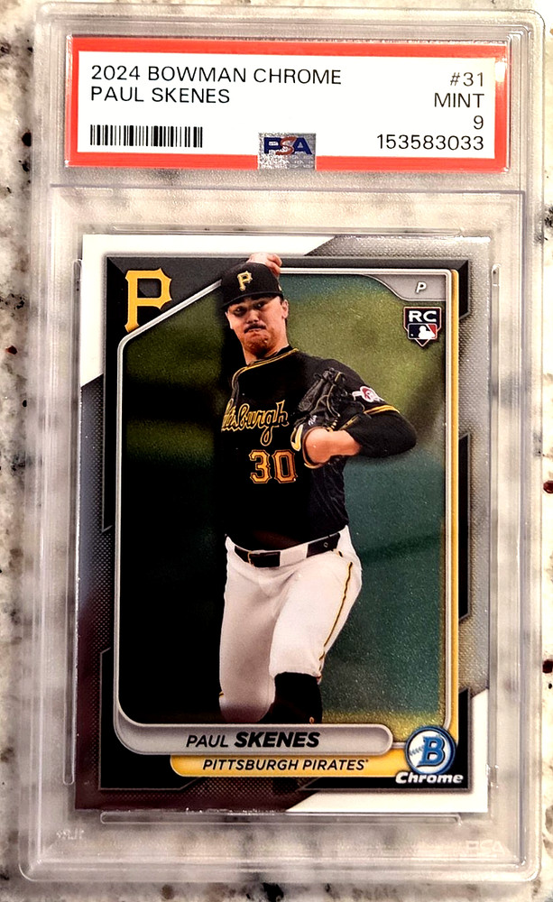 PAUL SKENES 2024 Topps Bowman Chrome #31 Rookie RC; *PSA 9 MINT* flawless slab