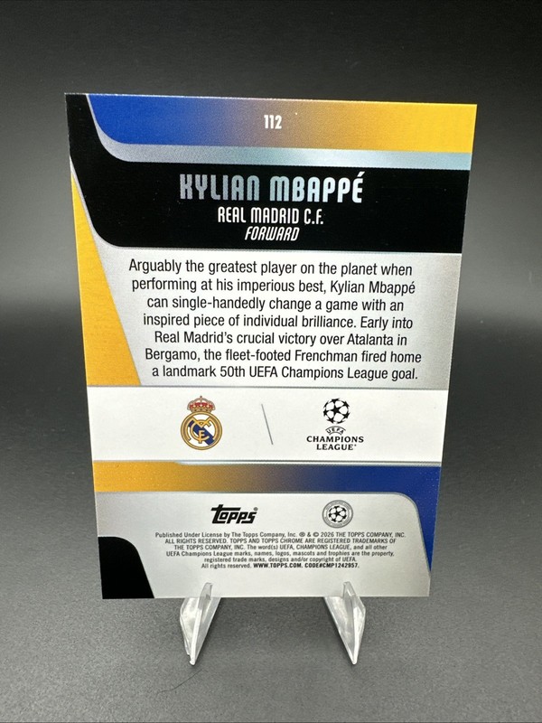 2025-26 Topps Chrome UEFA CC Kylian Mbappe Prism Refractor #112 Real Madrid view 2