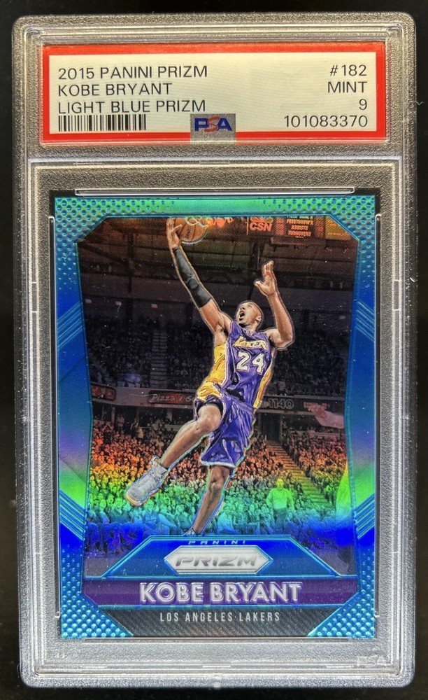 2015-16 Panini Prizm Kobe Bryant Light Blue Prizm #/199 Lakers PSA 9