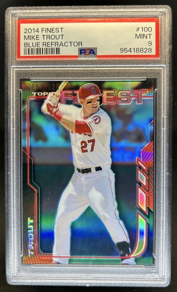 2014 Topps Finest Mike Trout Refractor Blue #/125 Angels PSA 9