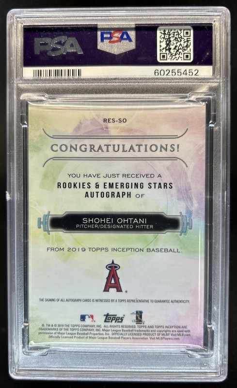 2019 Topps Inception Shohei Ohtani Rookies & Emerging Stars Auto #/30 PSA 10 view 2