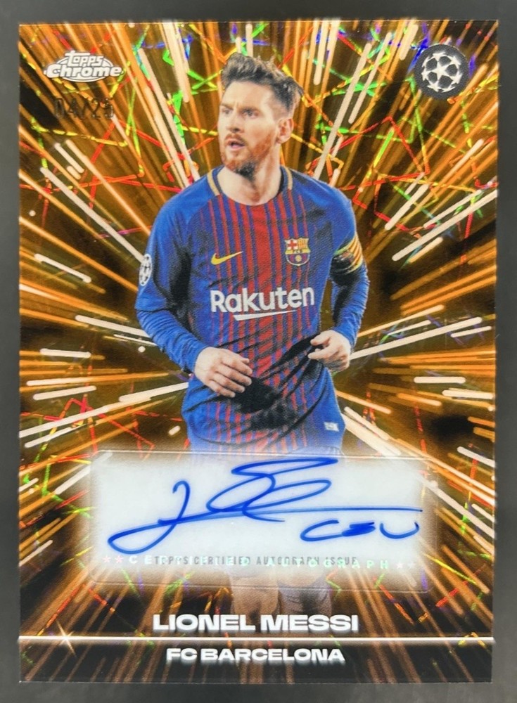 2025-26 Topps Chrome CC Lionel Messi Black Lazer Auto Black/Orange Refractor /25