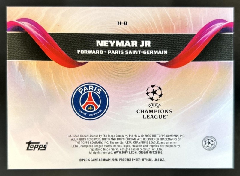 2025-26 Topps Chrome UEFA CC Neymar Jr Helix SSP #H-8 PSG view 2