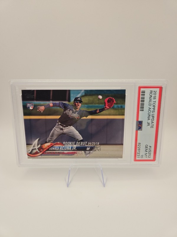 2018 Topps Update Ronald Acuna Jr #US252 RC Rookie Debut PSA 10 Gem Braves view 2