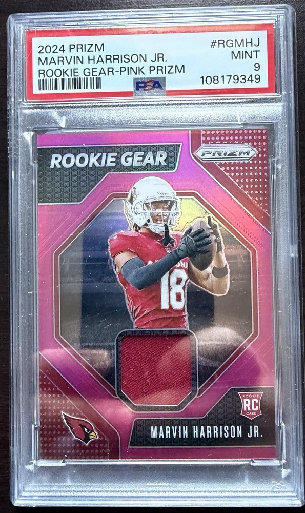 Marvin Harrison Jr. 2024 Panini Prizm Rookie Gear Pink Prizm Patch PSA 9 RC