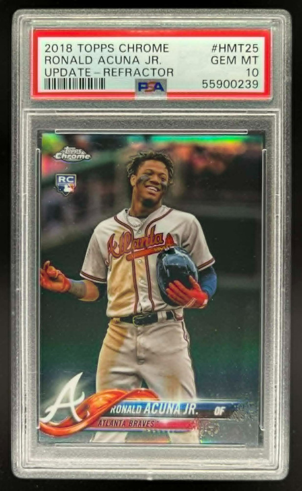 2018 TOPPS CHROME UPDATE RONALD ACUNA JR REFRACTOR #D 144/250 PSA 10 GEM MINT