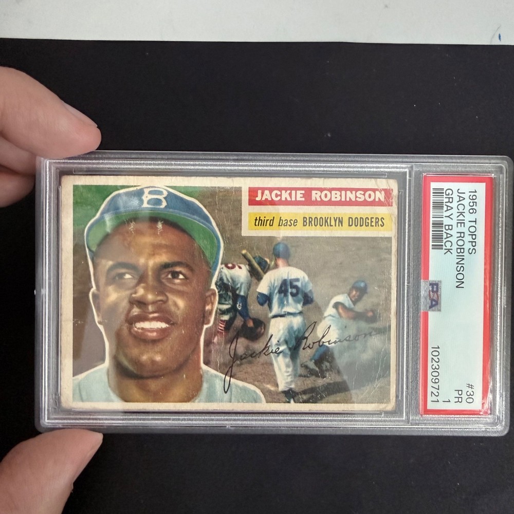 1956 Topps # 30 JACKIE ROBINSON PSA 1 GRAY BACK  BROOKLYN DODGERS GREAT COLOR