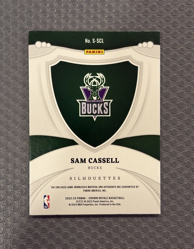 Sam Cassell 2022 Crown Royale SUPER PRIME 1/1 Patch Auto Game Used 1 OF 1  view 2